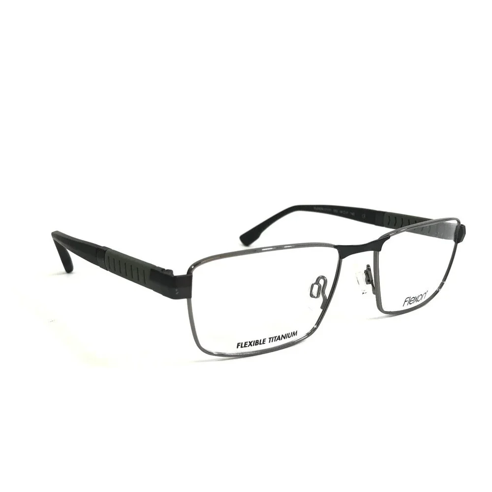 Flexon Eyeglasses Frames E1111 033 Gunmetal Rectangle Full Rim 54-17-140